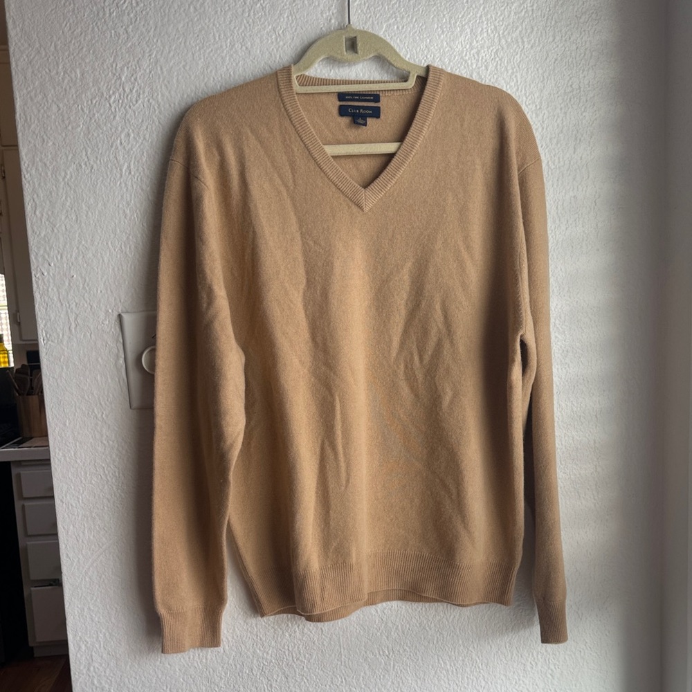 Club Room Cashmere Men's Beige V-Neck Sweater